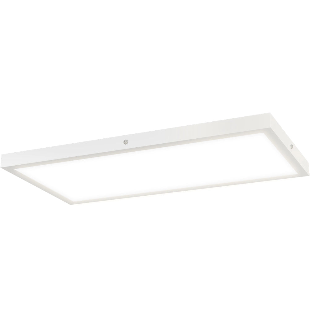 Set 2 Plafoniere LED Sottili e Minimal con Colore Regolabile, in Acciaio e Plastica, 60x30x3.7 cm, Bianco
