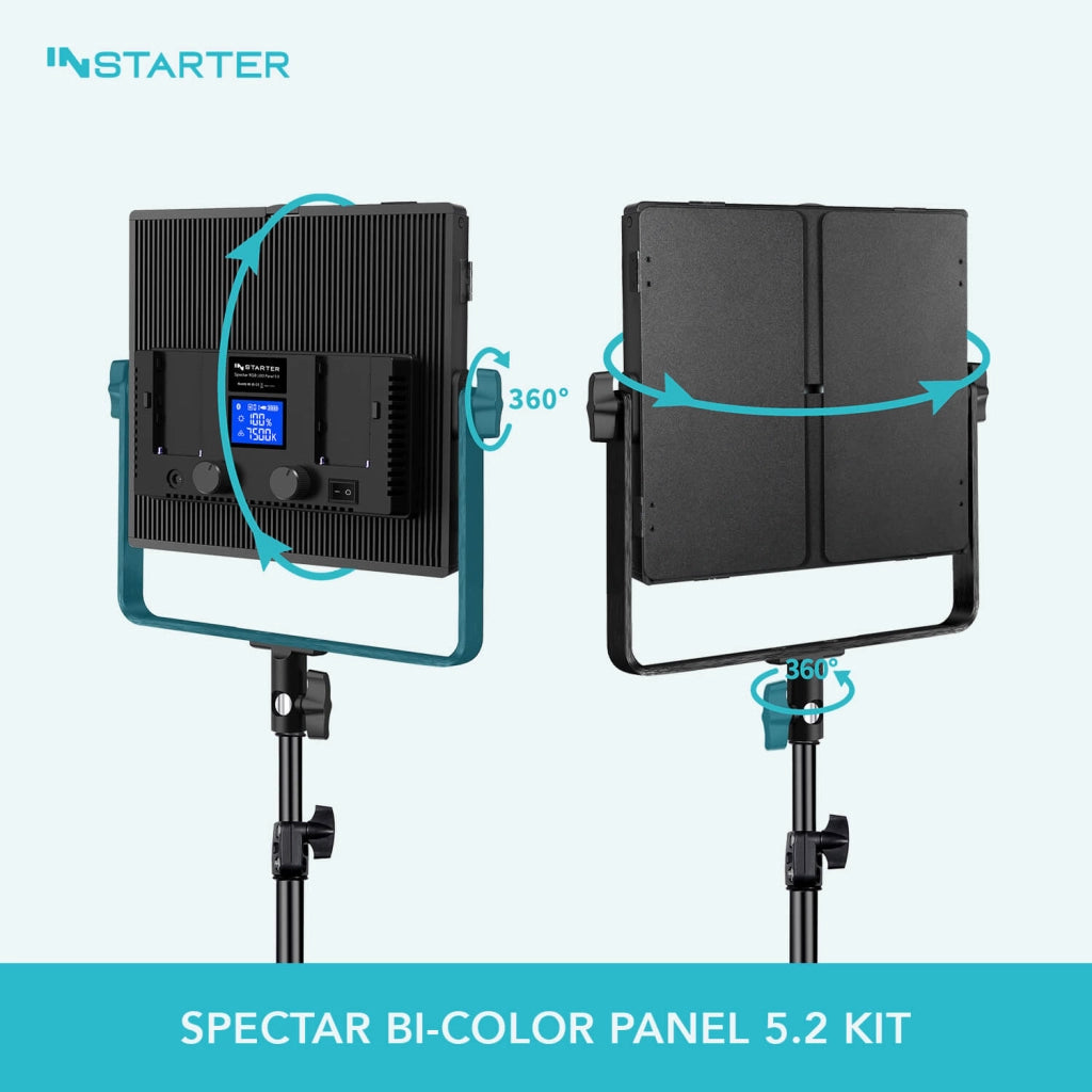 Instarter Luce video a LED con treppiede e controllo tramite app per vlogger e influencer I Potente 60W come luce dimmerabile per streaming e foto I Ruotabile a 360° I Luce calda e fredda