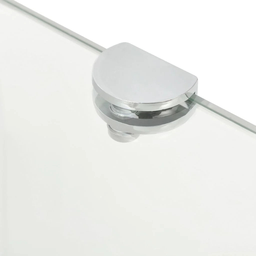 Mensola angolare con staffe cromate e vetro trasparente 45x45 cm 2702219/2