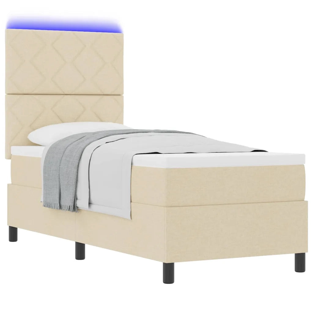 Letto a molle con materasso con led Crema 80 x 200 cm Tessuto 3342905