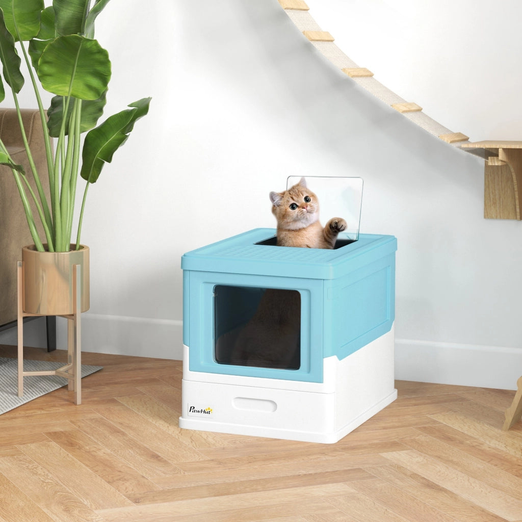 Lettiera per Gatti Chiusa ¨C Zephmum ¨C Azzurro 47.5x35.5x36.7cm con Vassoio