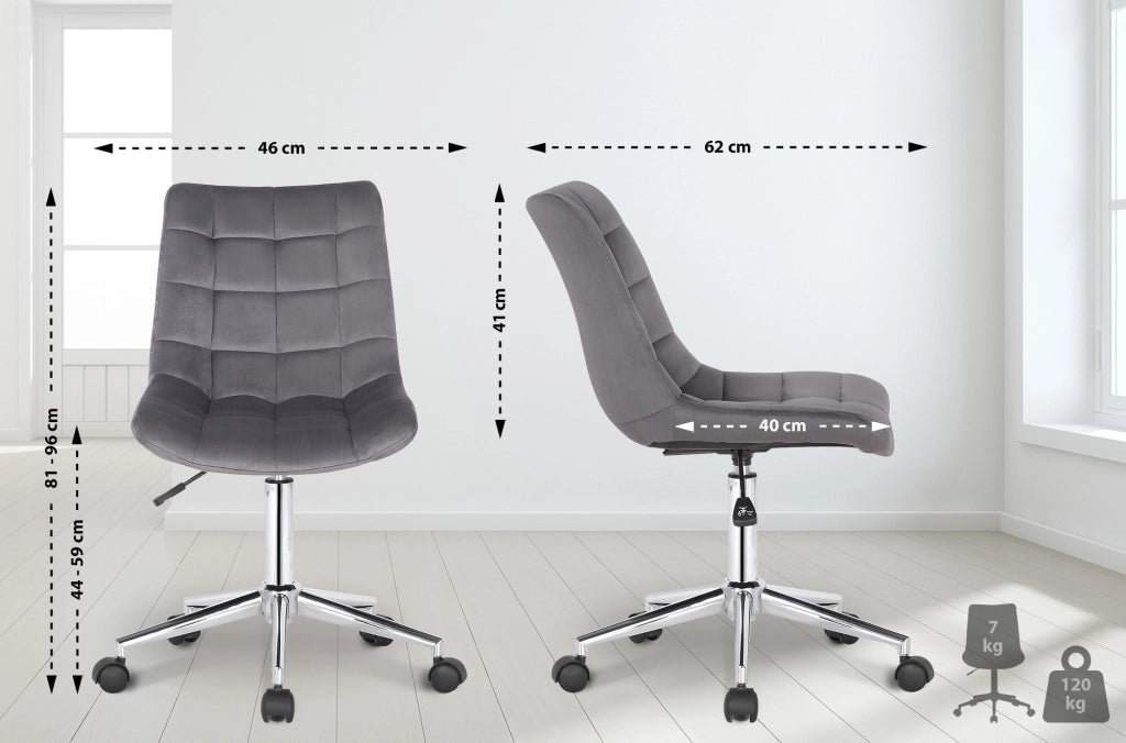 Sedia da ufficio Medford in velluto grigio