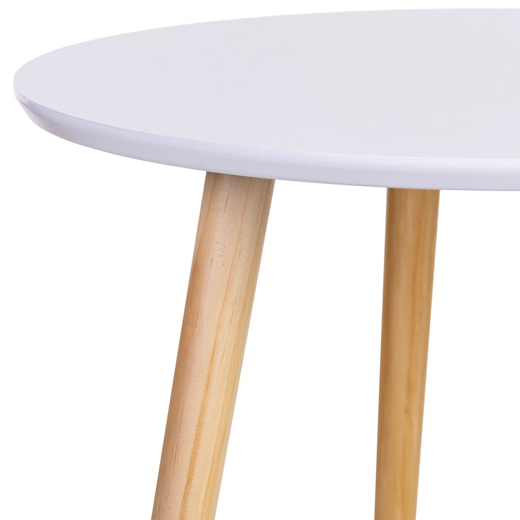 Tavolino ausiliario in legno con 3 gambe bianche 50x50x46h cm
