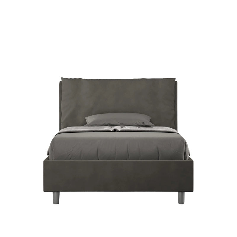Letto imbottito Piazza e mezzo 110x190 cm Large - Senza rete,Microfibra,Grigio