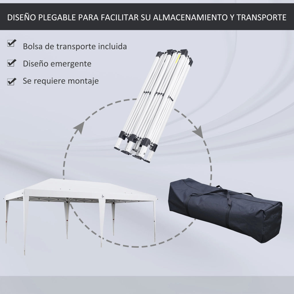 Tenda da Giardino Pieghevole 6x3 m ¨C zephmum ¨C Bianco Acciaio 3 Altezze