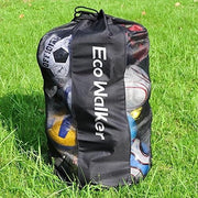 Impianto di recupero per palloni da calcio da 16 unità, rete di maglia, corda di recupero con cinturino regolabile e manico spesso