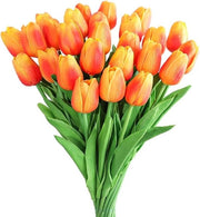 Set di 30 Tulipani Artificiali – Tulipani in Latex – Finte Fioriture Realistiche per Decorazione – Arancione