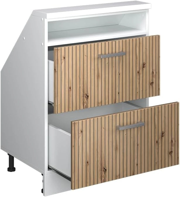 Mobile sottotetto Rion, Rovere artigianale/bianco, con 2 cassetti
