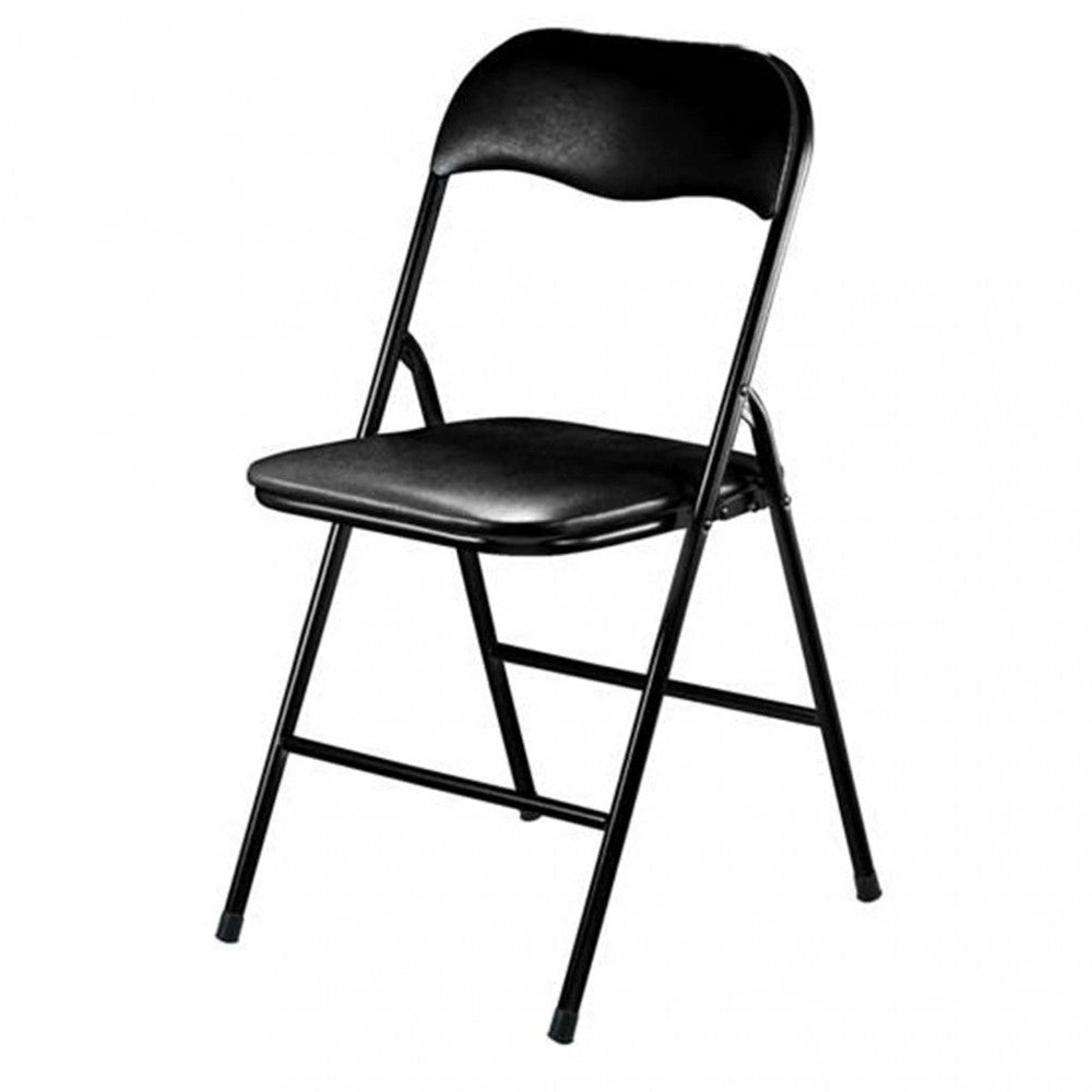 Sedia da Giardino Pieghevole Slim 44x45x79 h cm in Acciaio Nera Opaca Struttura Nera