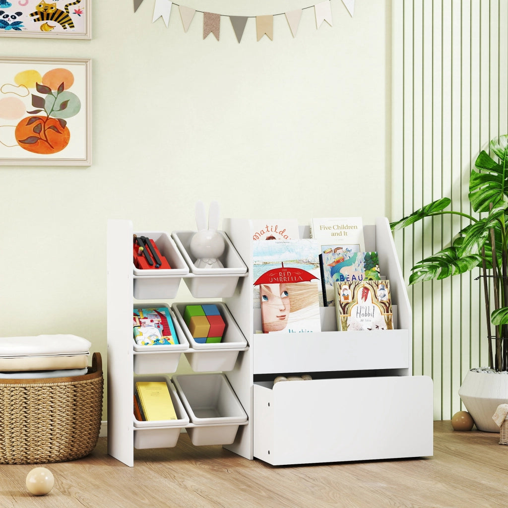 Mobile contenitore giochi bambini con 6 cassetti e contenitore ¨C Xylo ¨C Bianco 100x30x80 cm