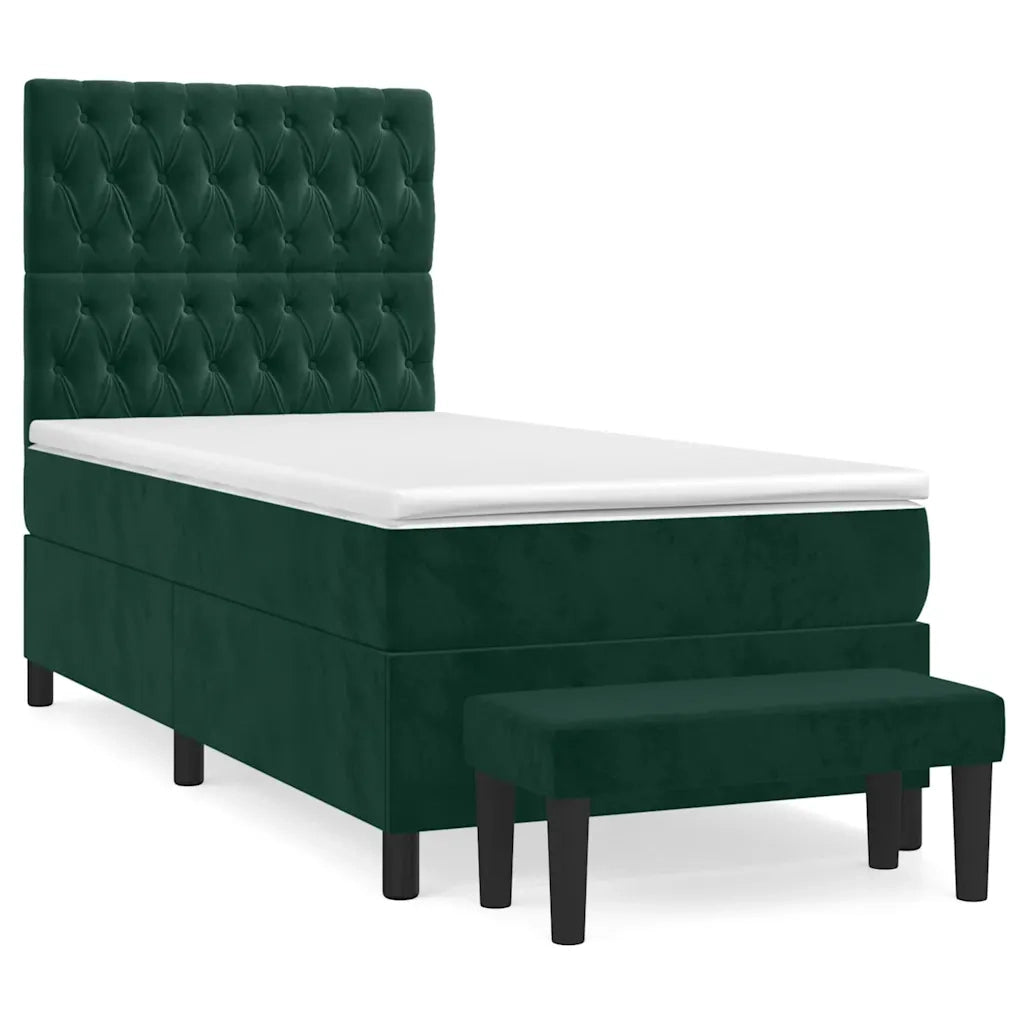 Giroletto a Molle con Materasso Verde Scuro 100x200 cm Velluto