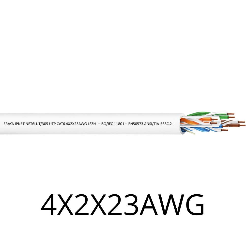 Cavo rete utp cat 6 4x2x23awg non schermato lszh bianco