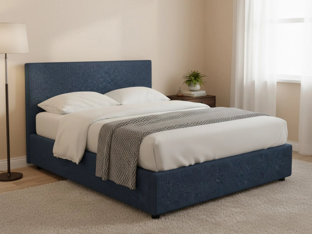 Basildon, Letto Matrimoniale Sfoderabile Made in Italy, blu
