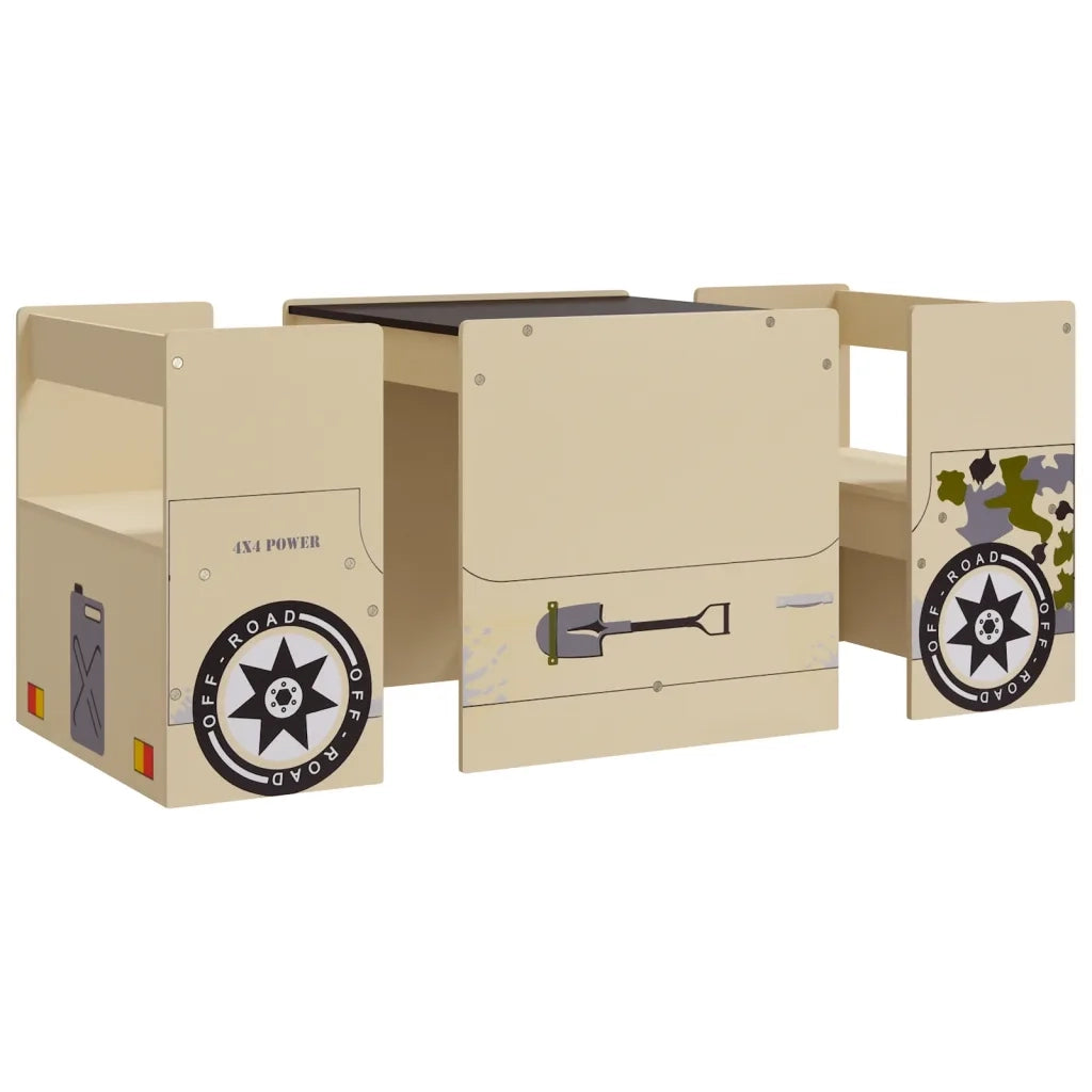 Set Tavolo e Sedia per Bambini 3 pz Auto Fuoristrada in MDF 10406