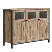 Mobile contenitore/credenza 35 x 100 x 75 cm con armadio a 3 ante per sala da pranzo soggiorno cucina ingresso struttura in acciaio stile industriale marrone 12_0006429