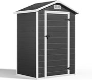 Casetta da Giardino in Resina, Capanno Porta Attrezzi Intemperie con Finestra e Ventilazione, Box Stoccaggio con Serratura per Attrezzi da Giardino, 122 x 92 x 187 cm (Nero)