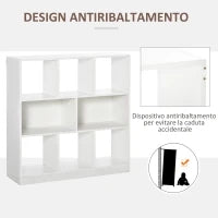 Mobile Libreria Portaoggetti a 3 Livelli e 8 Ripiani Totali, in MDF, 97.5x30x100 cm, Bianco