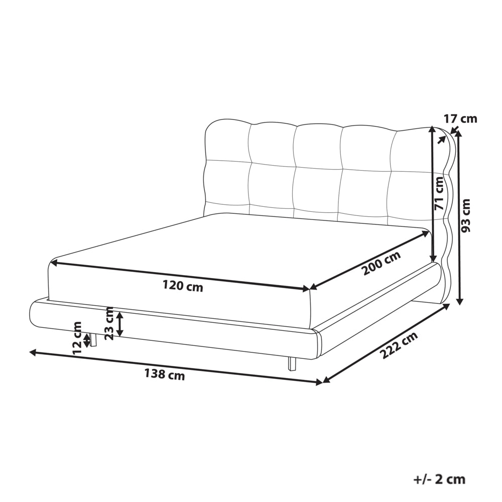 Letto matrimoniale in tessuto con testata trapuntata Beige 120 x 200 cm design moderno