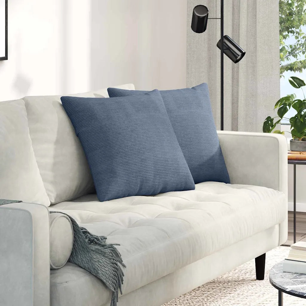 Cuscini da Divano 2 pz | Cuscini per sedie Blu 50 x 50 cm Tessuto in Cords