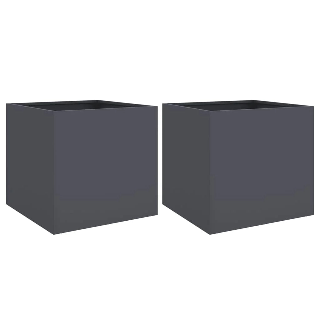 Fioriera rialzata per piante fiori giardino terrazze set da 2 49 x 47 x 46 cm acciaio antracite 02_0038984