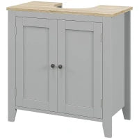 kleankin Mobile per Sotto del Lavabo Armadio Basso con 2 Porte e Ripiano Regolabile Stile Moderno 60x30x60 cm Grigio