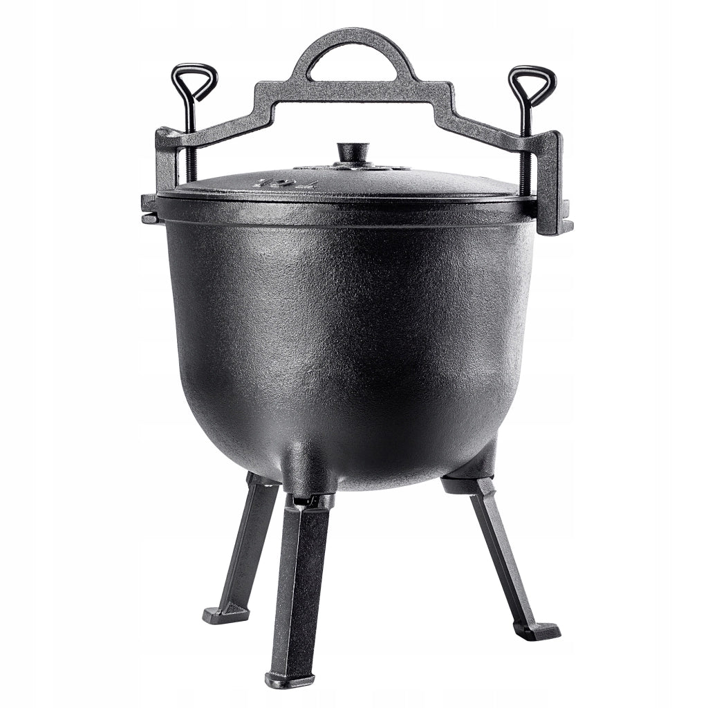 Calderone da caccia in ghisa KADAX 10L per falò, griglia e arrosto.