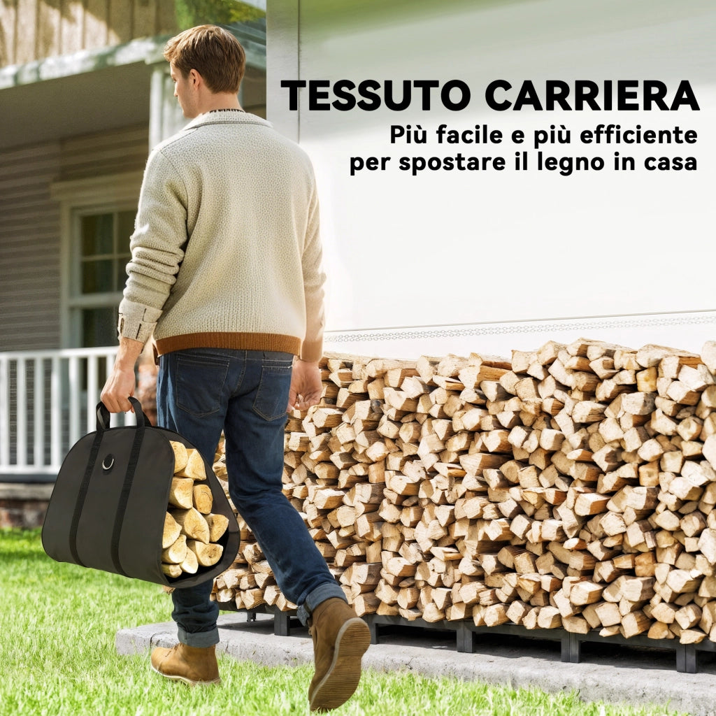 Legnaia da Giardino Impermeabile ¨C Xylo ¨C Acciaio Nero 235x31x116cm