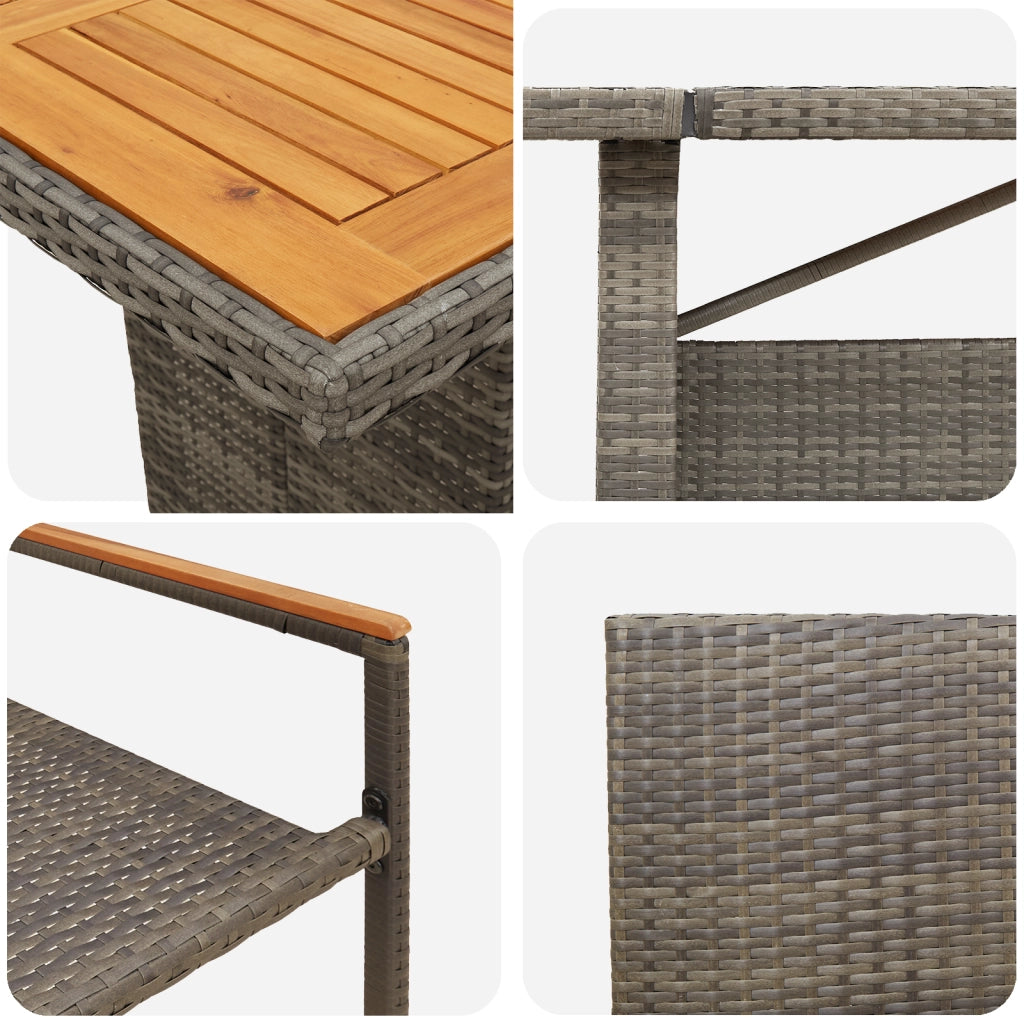 Set da Pranzo da Giardino 11 Pezzi Grigio in Polyrattan