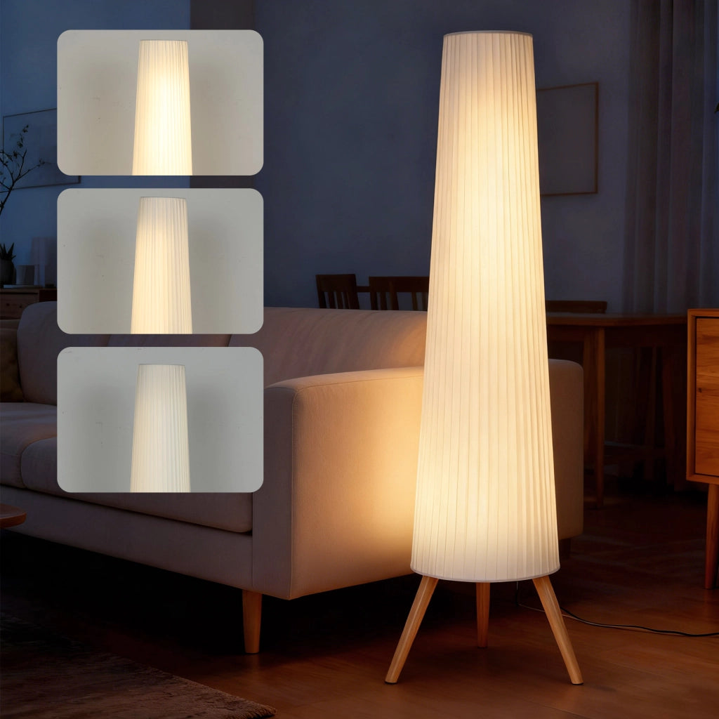 Lampada da terra ¨C zephmum ¨C Bianco, Legno, 46x46x153 cm