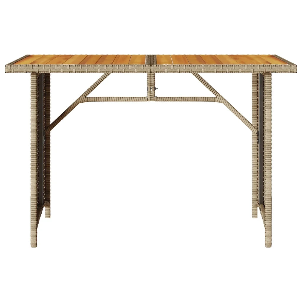 Tavolo da Giardino Piano in Legno Beige 110x68x70 cm Polyrattan 366357