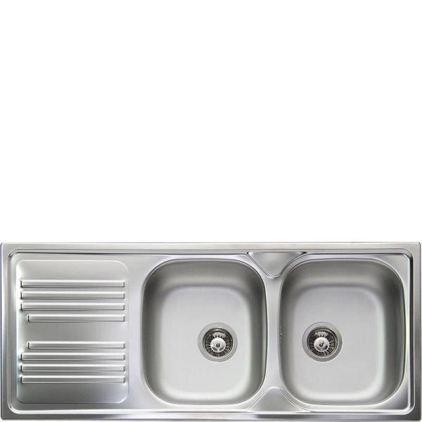 Smeg lavello inox due vasche gocciolatoio a sinistra lyp116s