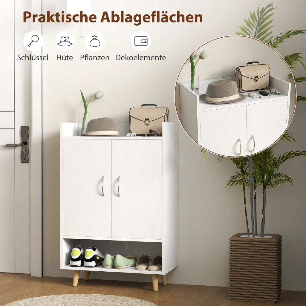 Scarpiera con ante e ripiani per ingresso ¨C zephmum ¨C bianco 60x30x92 cm