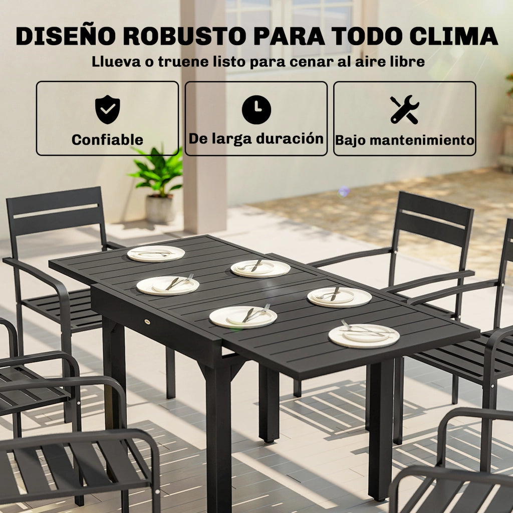 Tavolo da pranzo allungabile esterno rettangolare ¨C zephmum ¨C Nero 80x80x160 cm