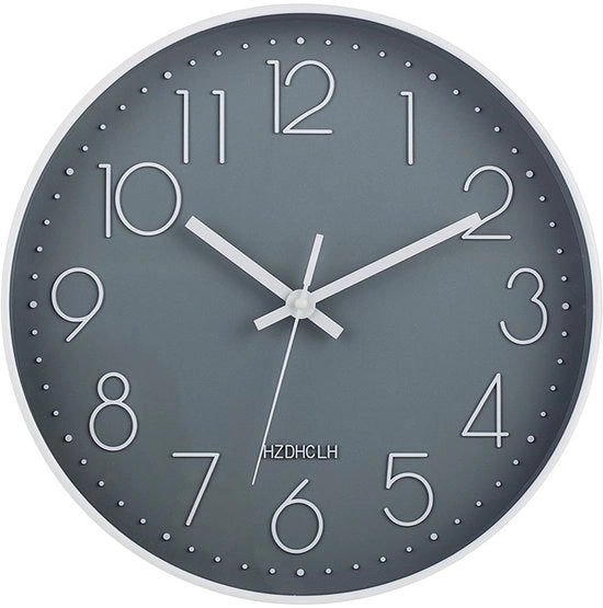 Cronografo a Parete Radiocomandato 30 cm Silenzioso, Orologio a Batterie per Casa, Cucina, Salotto, Ufficio, Decorazione per Parete (Grigio)