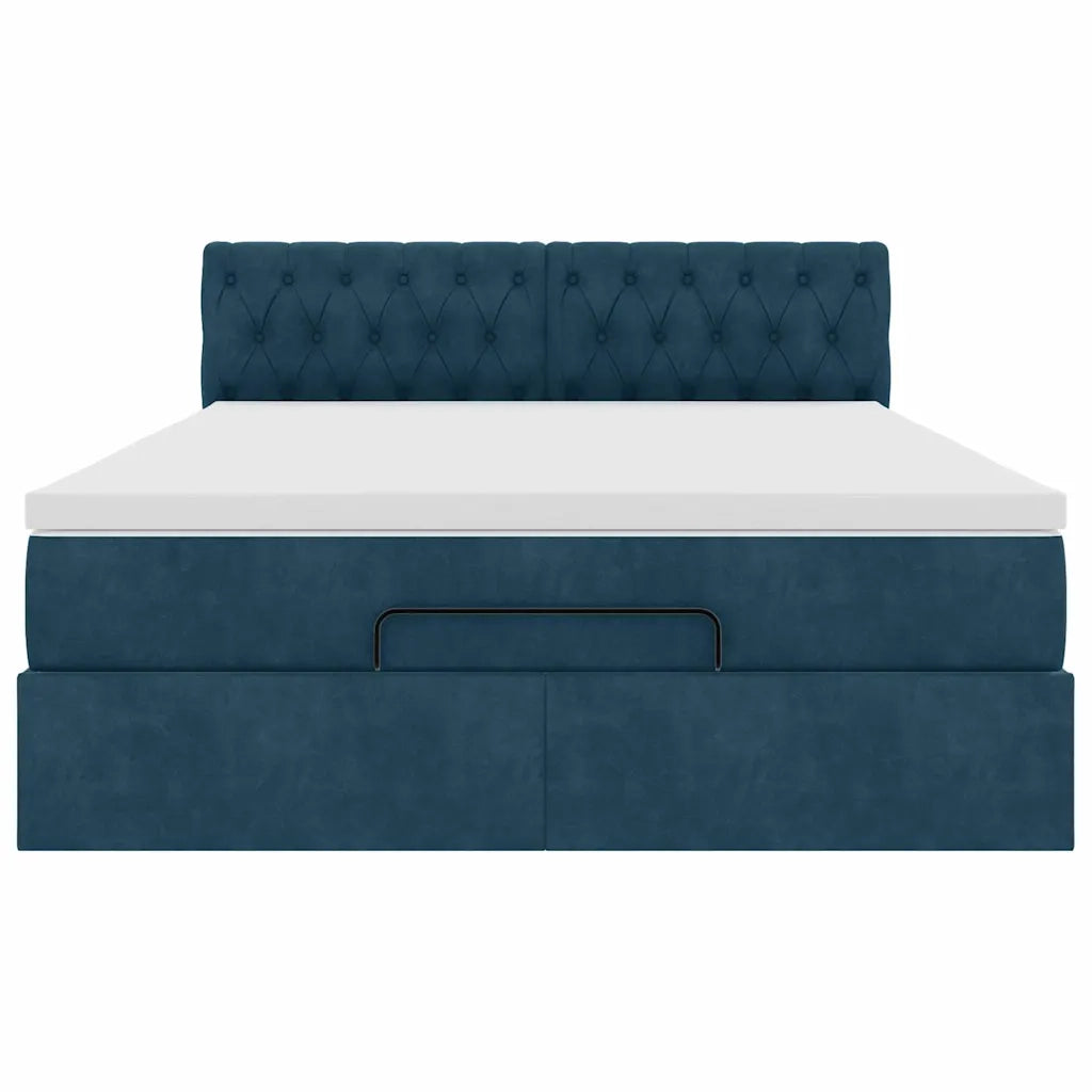 Struttura Letto Pouf con Materasso 140x190 cm in Velluto 3311847