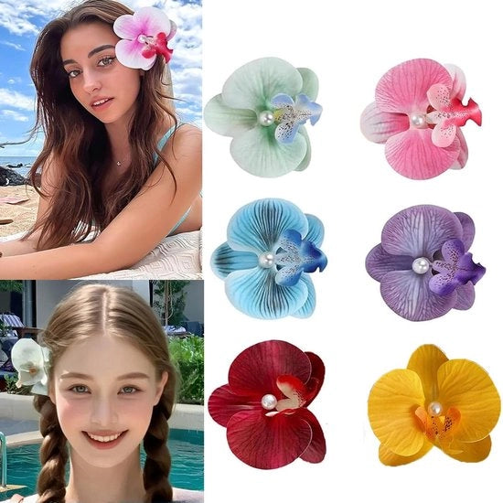 Accessori capelli a fiori hawaiani 6 pezzi - Clip per capelli - Accessori capelli per donne - Ideale per regali - Stile elegante - Accessorio capelli