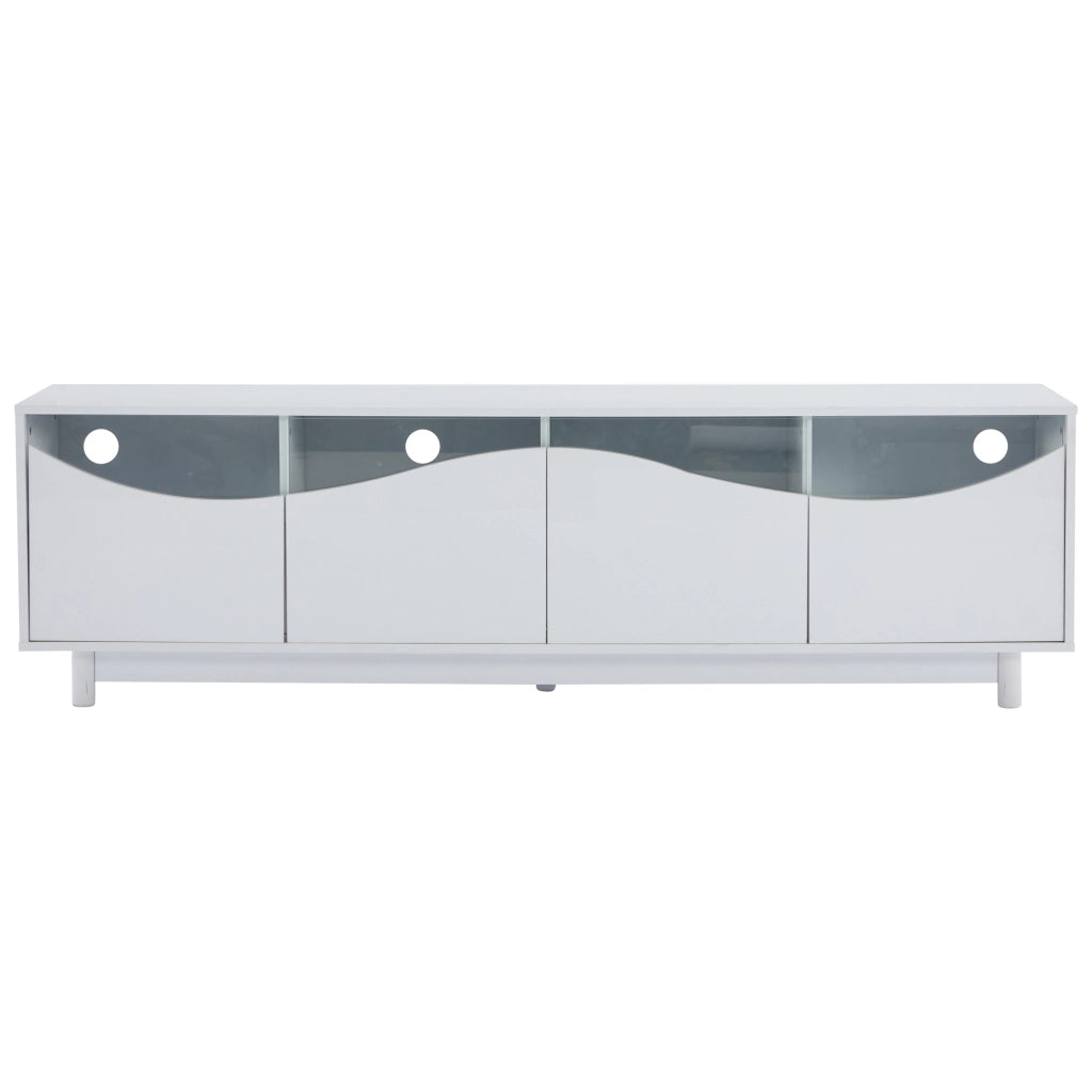 Mobile TV Design Curvo ¨C MINIMAL ¨C Bianco Lucido, Vetro Temperato, LED, 175x38x51