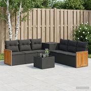 Set di divani 8 pz Nero Rattan sintetico e Acciaio 3448626