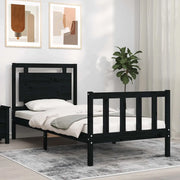 vidaXL Giroletto con Testiera Nero Small Single in Legno Massello