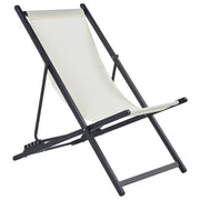 Sedia a sdraio pieghevole e reclinabile per esterno beige chiaro e nero piscina terrazzo giardino