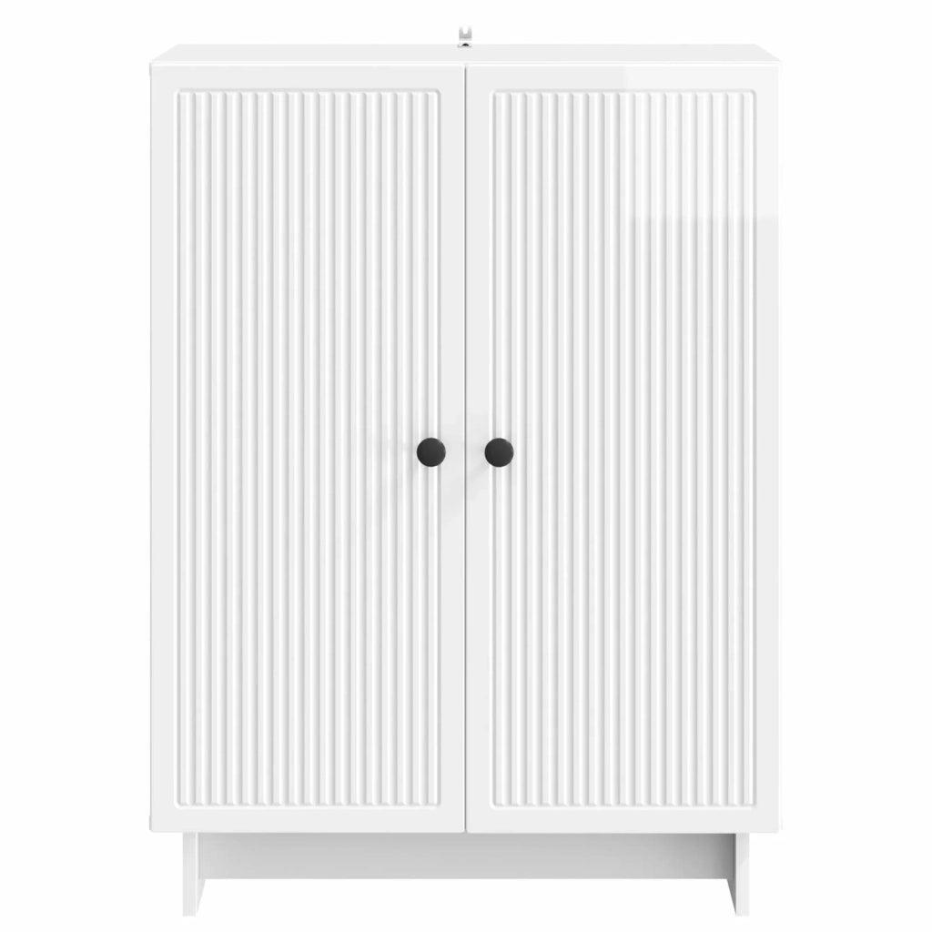 Credenza Bianco Lucido 66 x 34,5 x 90 cm Legno ingegnerizzato 893899