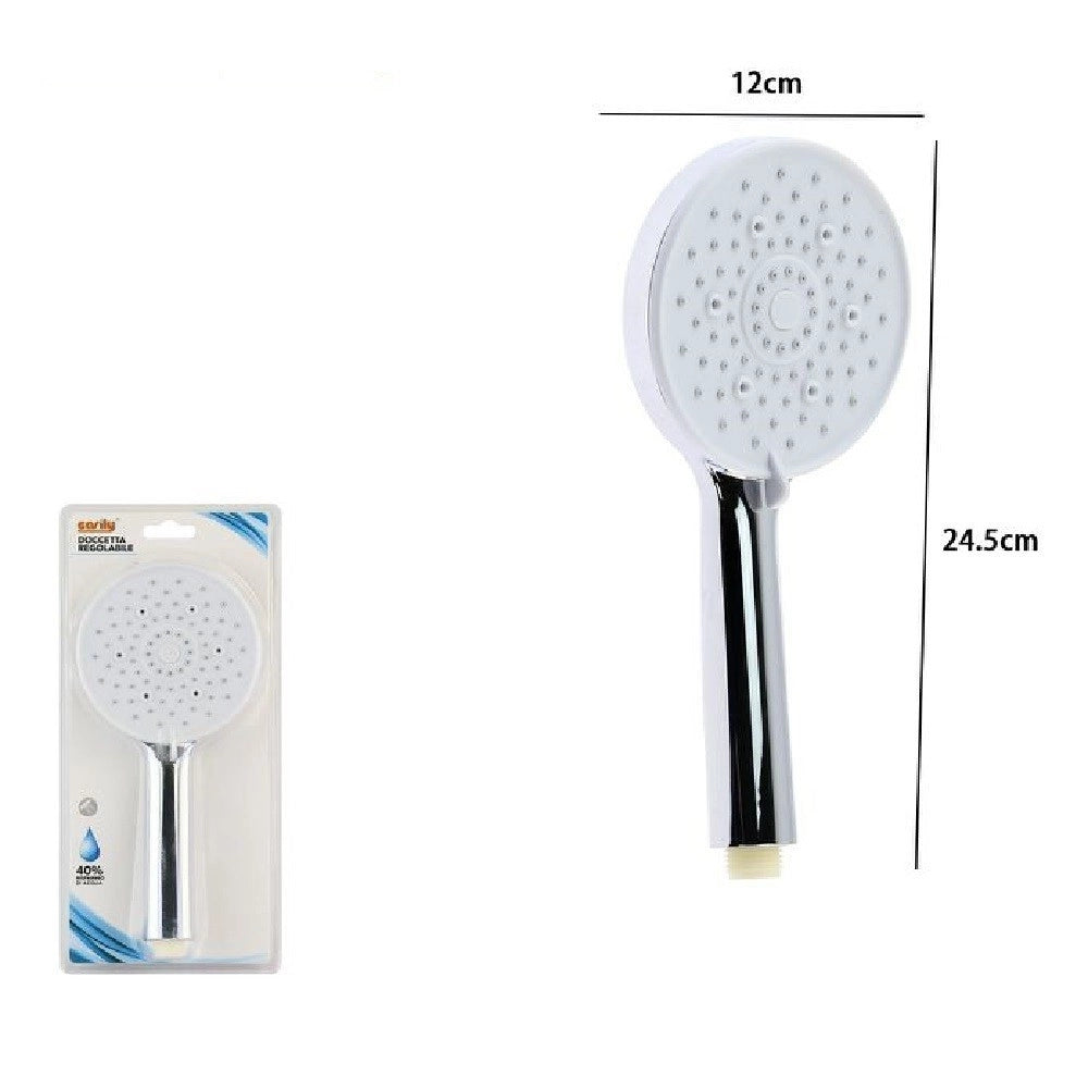 Trade Shop - Soffione Doccia 12 X 24.5 Cm Doccetta Multigetto Regolabile Rotonda Bianca 87144 -