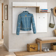 Mugello, Mobile da Ingresso 2 Ripiani Made in Italy, 120x30x100h cm Bianco Lucido