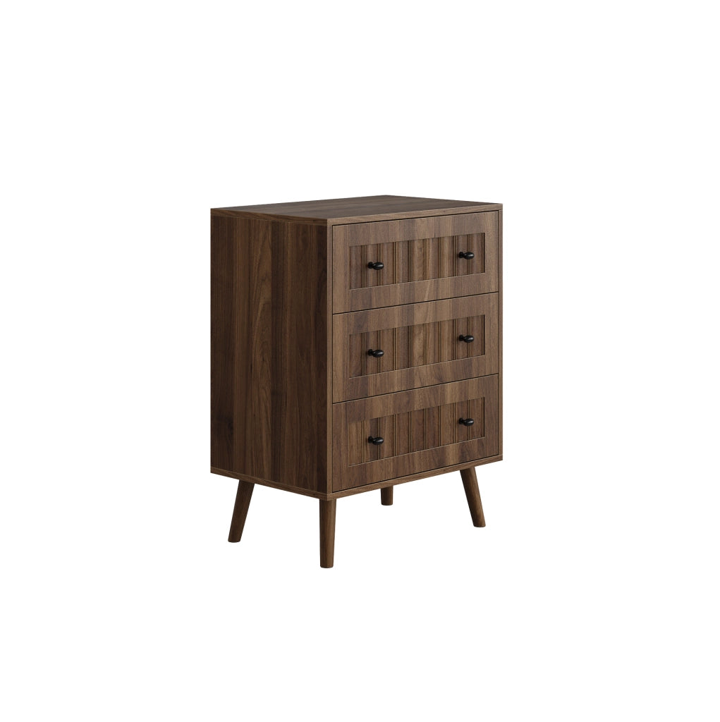 Cassettiera in MDF color noce con 3 cassetti