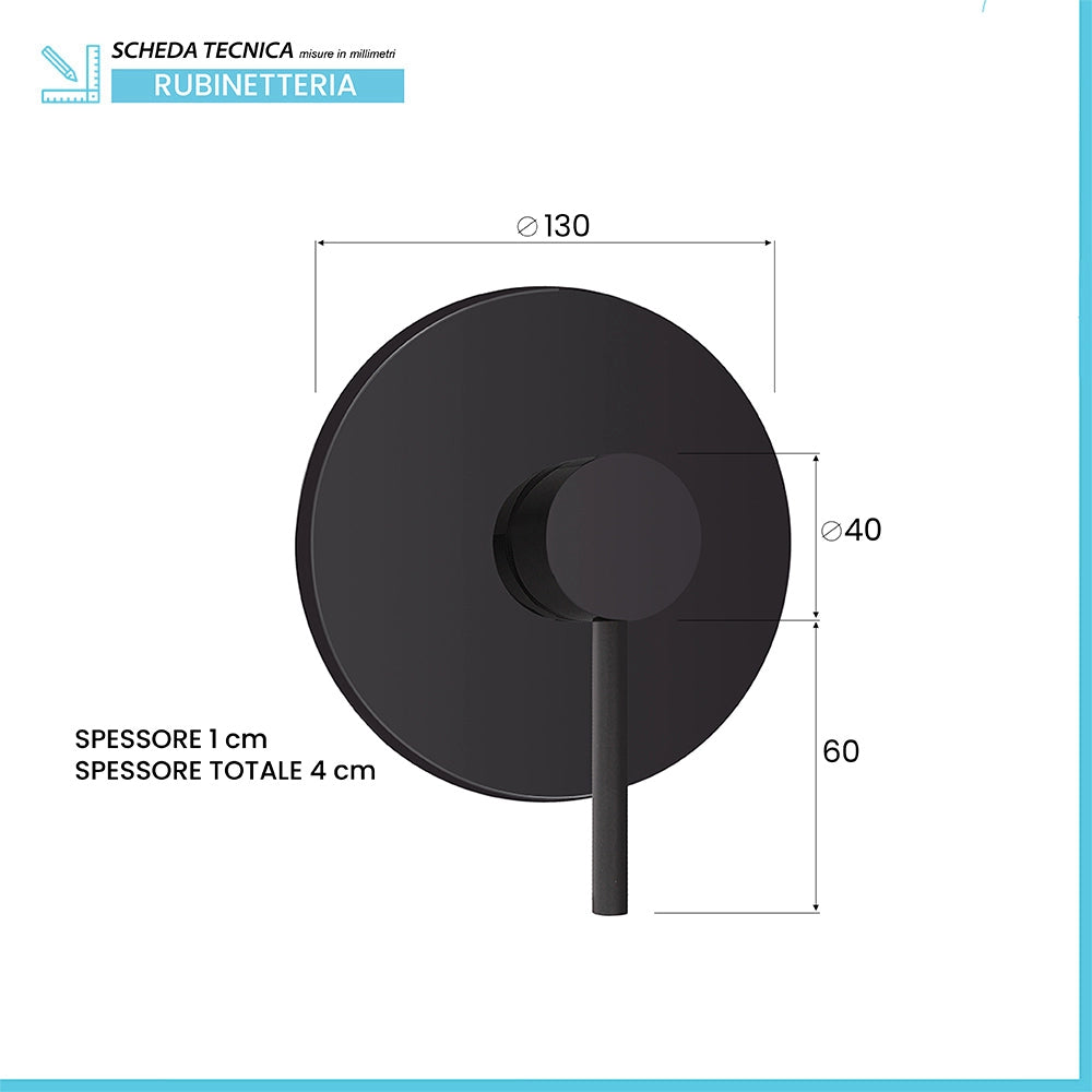 Set doccia York nero opaco con miscelatore, braccio 35,5 cm e soffione 25cm
