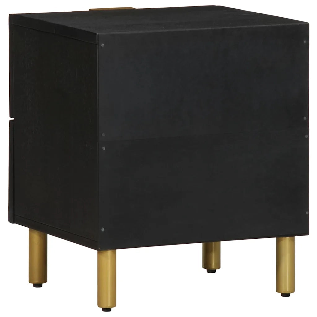 Comodino | Armadio da Notte | Mobiletto da notte Nero 40x33x46 cm in Legno Massello di Mango