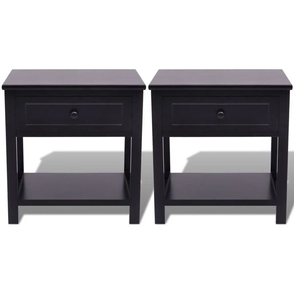 Set di 2 comodini comodini cassettiera armadio mobili per camera da letto MDF nero 1402045