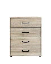 CASSETTIERA IN LEGNO CON QUATTRO CASSETTI COLORE ROVERE DIMENSIONI 50X40X83 CM