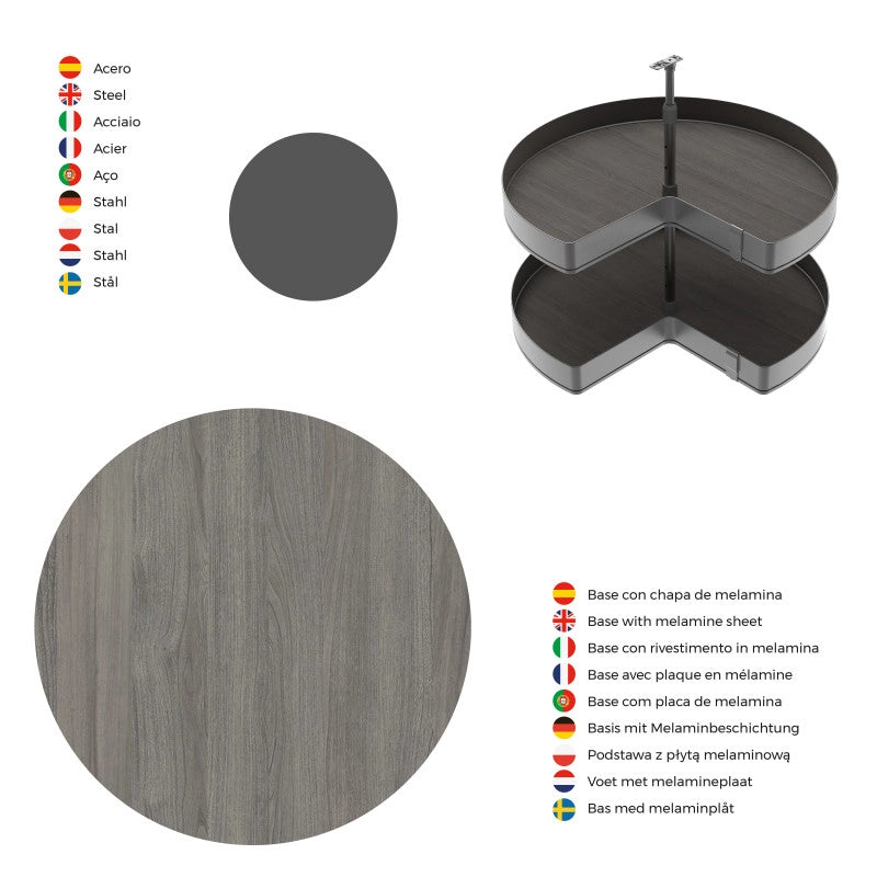 Carrello estraibile con cestelli e accessori Harmony con chiusura soft, Modulo larghezza 300mm altezza 700mm, Acciaio