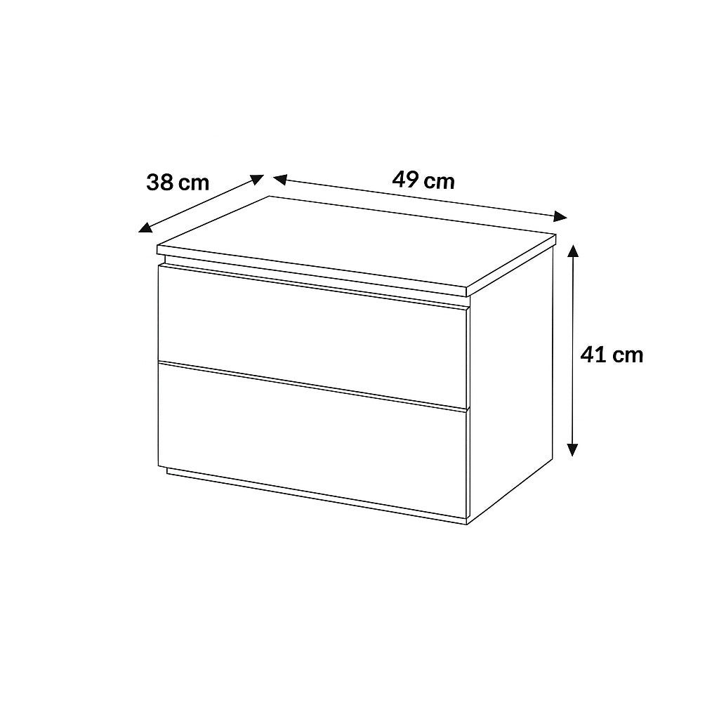 COMODINO SIMPLI BIANCO GR. 49X38XH41CM.